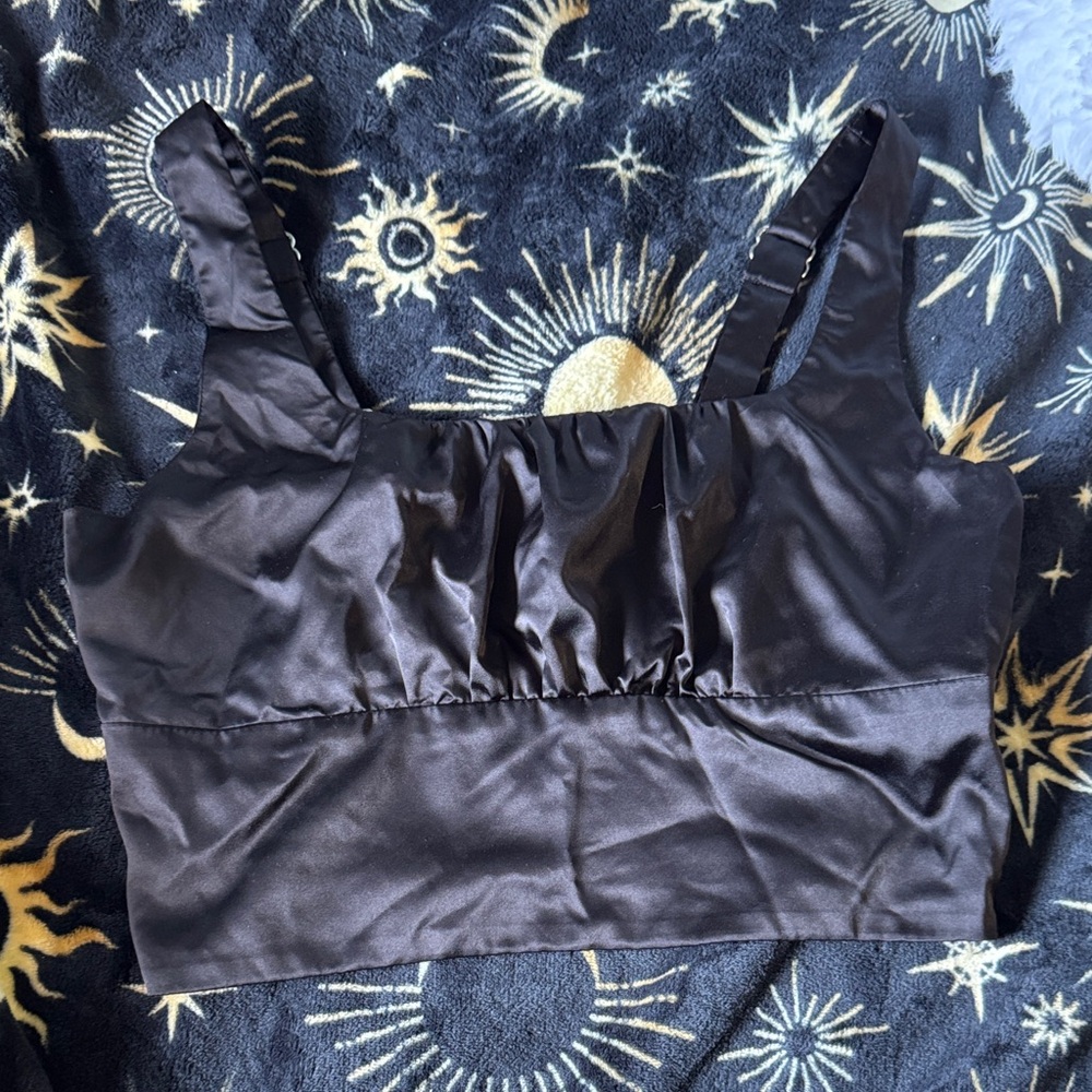 Forever 21 Black Satin Tank Top